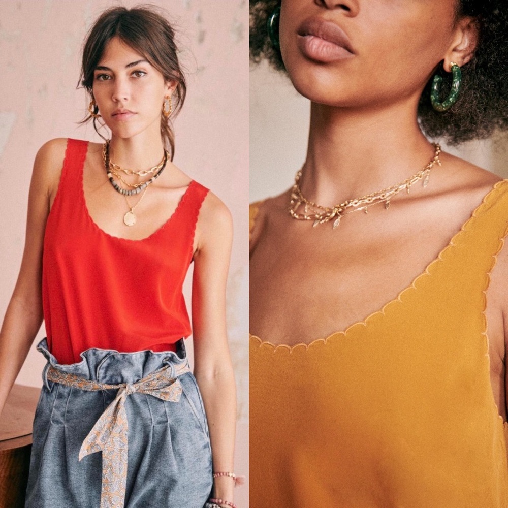 ISO Sézane Lucie Tank Red/Yellow